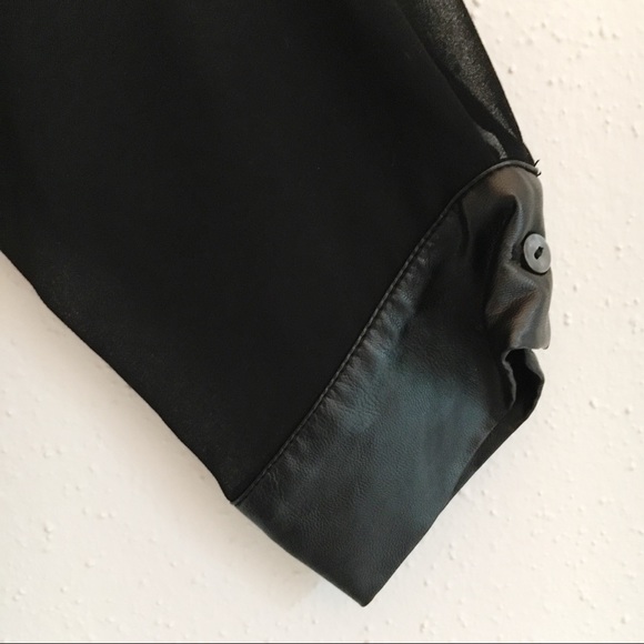Freebird Sheer Black Top with Faux Leather - Picture 4 of 6